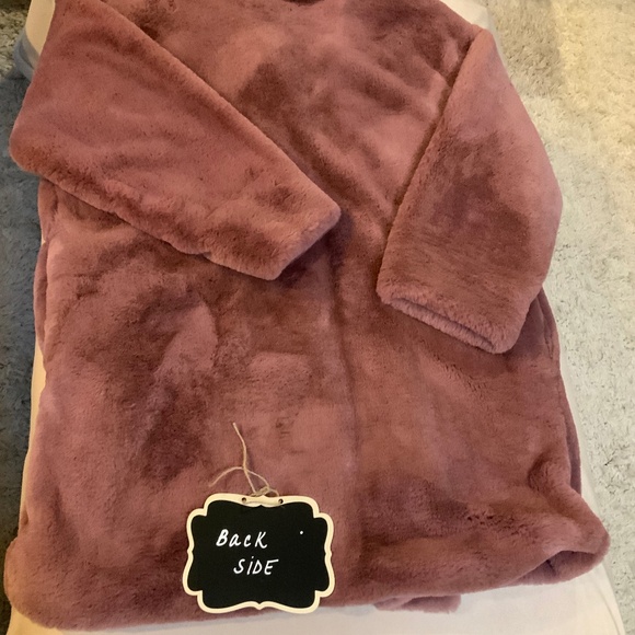 Free People Faux Fur Jacket Dusty Rose/Pink Color Sz M/L - Picture 11 of 13